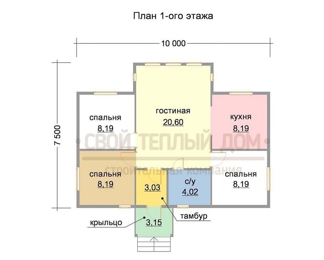 Проект одноэтажного дома с большой верандой